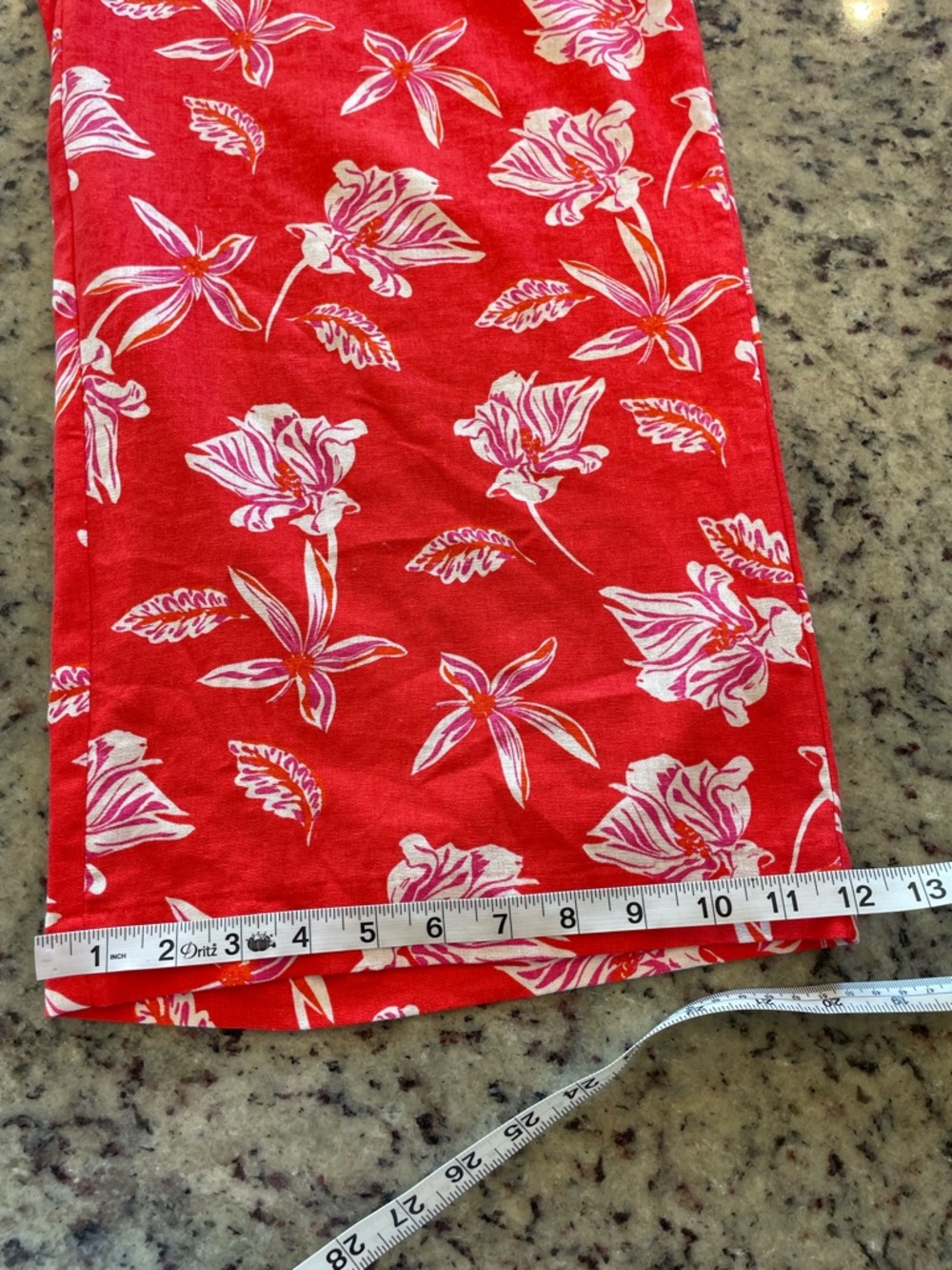 New Maison D’ Amelie linen blend Red Floral Wide-Leg cropped Pants SZ S - Picture 10 of 10